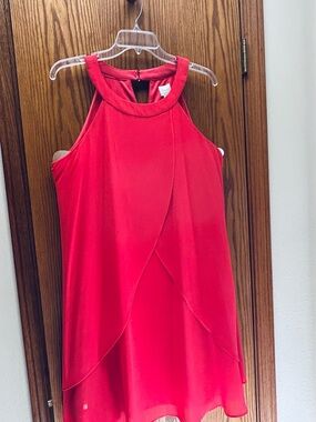 Chico’s Coral Red Halter Overlay Dress - Women